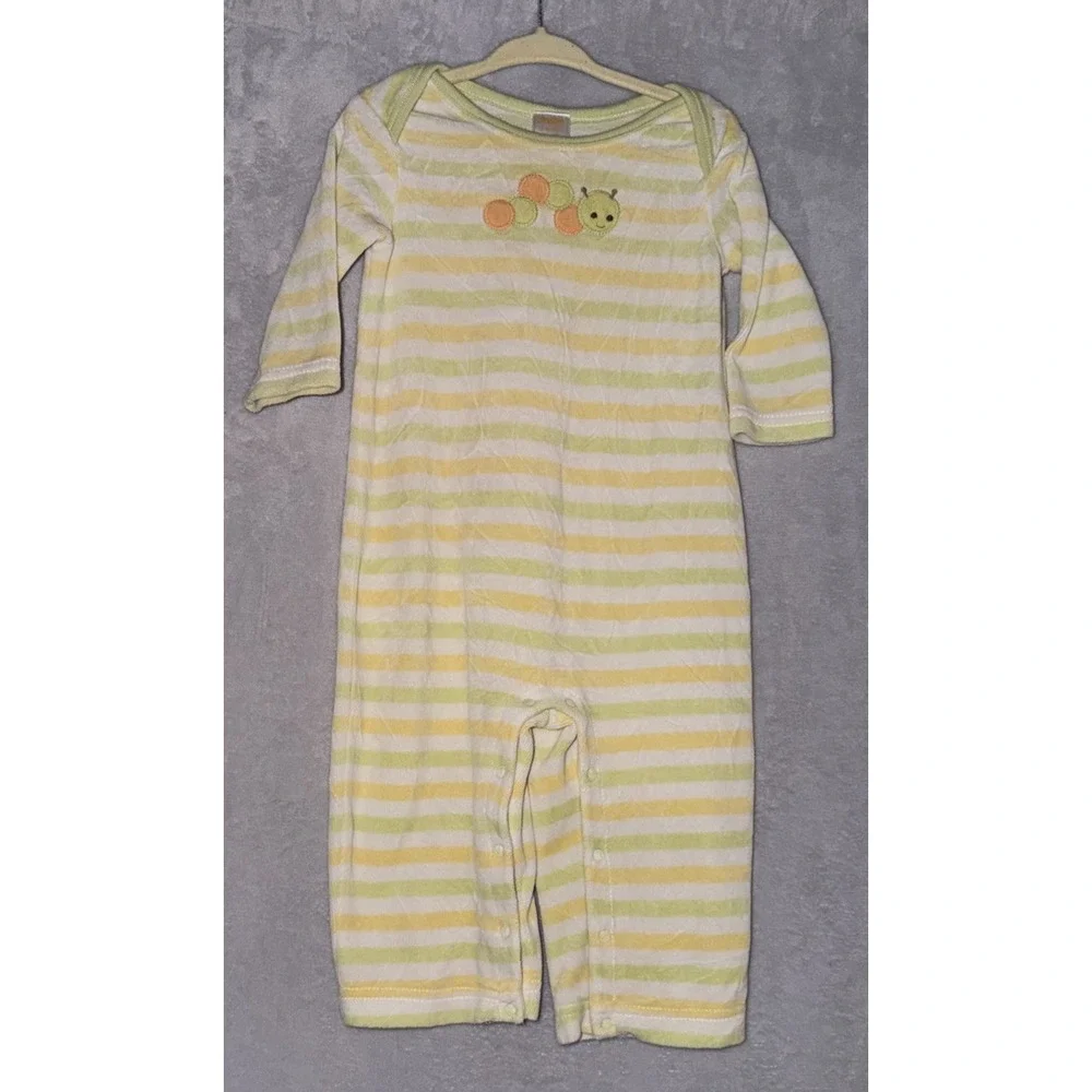 Gymboree Vintage 12-18 Months Caterpillar Soft Velour Stripe Jumpsuit Romper